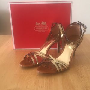 Strappy gold coach sandals